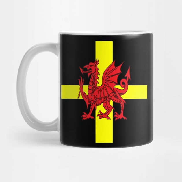 St Davids Cross And Welsh Dragon Rugby Design by taiche